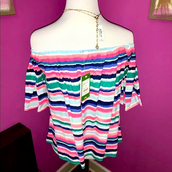 Lilly Pulitzer NWT Sain Top Sandy Shell Stripe Size XXS - Picture 5 of 6